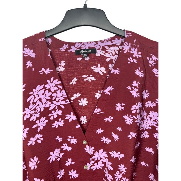 Madewell Womens Plus V-Neck Button-Front Shirt Floral Long Sleeve XXL - Picture 10 of 14